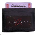 Horizontal Slim Card Holder – Black Milled Leather - Image 2