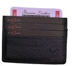 Horizontal Slim Card Holder – Black Milled Leather - Image 3