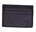Horizontal Slim Card Holder – Black Milled Leather